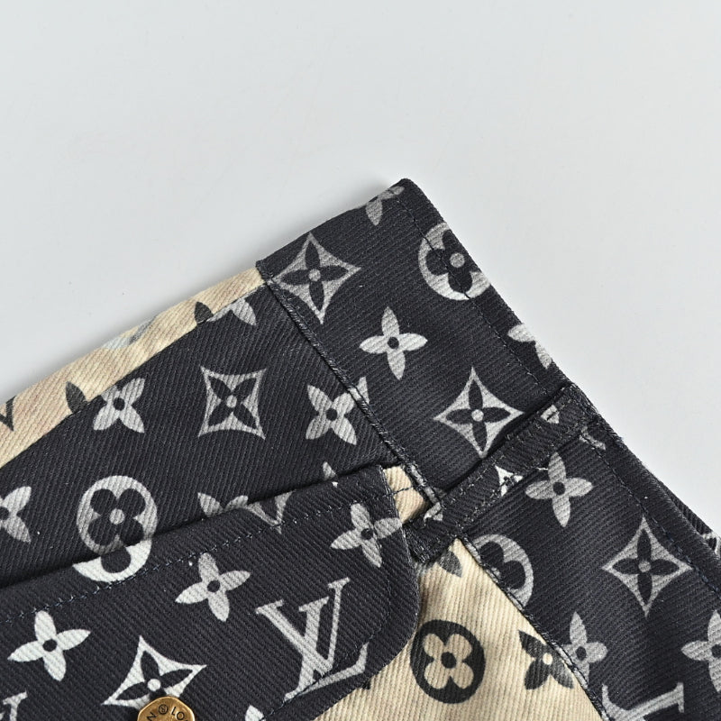 Louis Vuitton Monogram Floral Patchwork Cargo Shorts — Black x Ecru