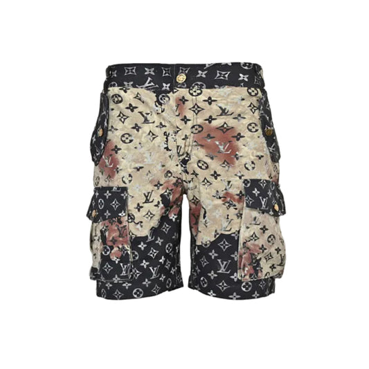 Louis Vuitton Monogram Floral Patchwork Cargo Shorts — Black x Ecru