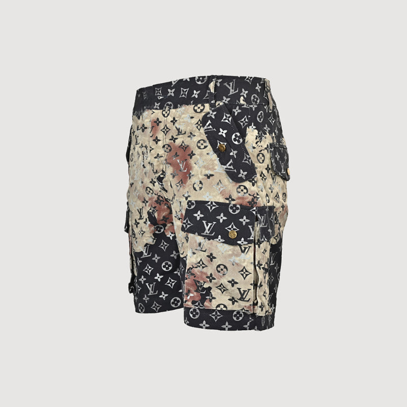 Louis Vuitton Monogram Floral Patchwork Cargo Shorts — Black x Ecru