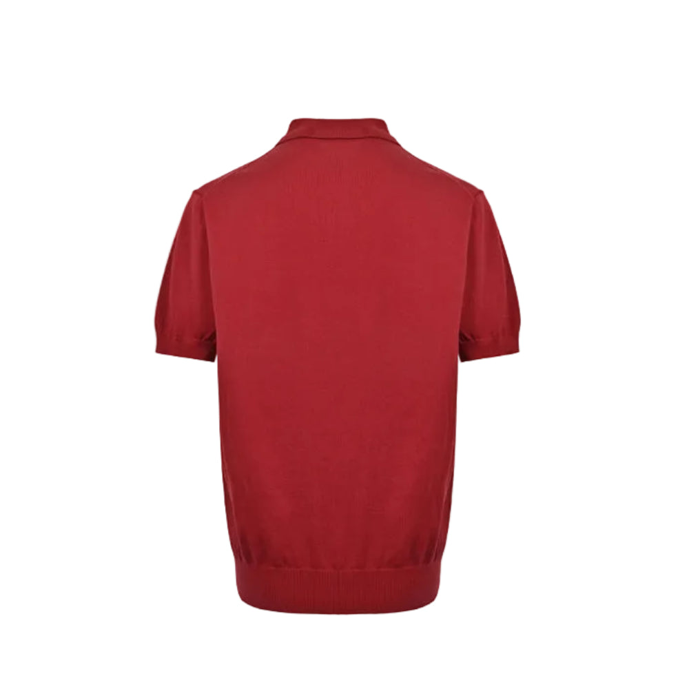 PRADA Milano Crest Embroidery Fine-Gauge Knit Polo Shirt PRD Crimson Red