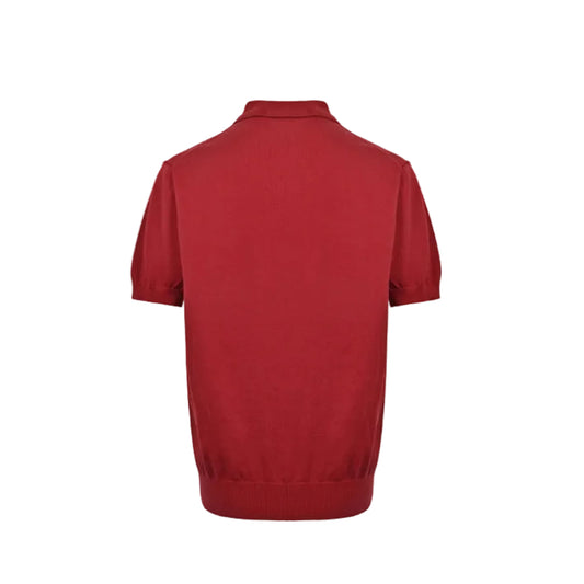 PRADA Milano Crest Embroidery Fine-Gauge Knit Polo Shirt PRD Crimson Red