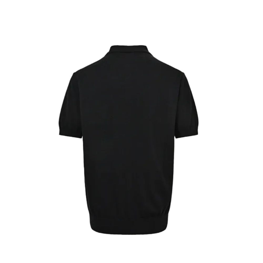 PRADA Milano Crest Embroidery Fine-Gauge Knit Polo Shirt PRD Black
