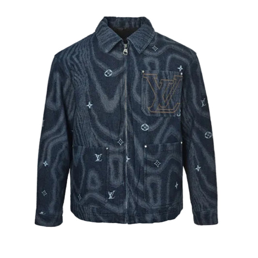 Louis Vuitton Monogram Scatter Embroidery Psychedelic Wave Denim Jacket – Indigo