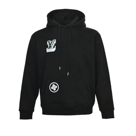 Louis Vuitton Monogram Badge & Smiley Patch Hoodie – Black