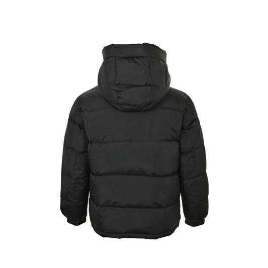 Gucci Black Down Puffer Hooded Jacket with Stripe Wordmark