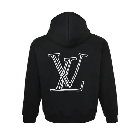 Louis Vuitton Cursive Script Embroidery Hoodie – Black