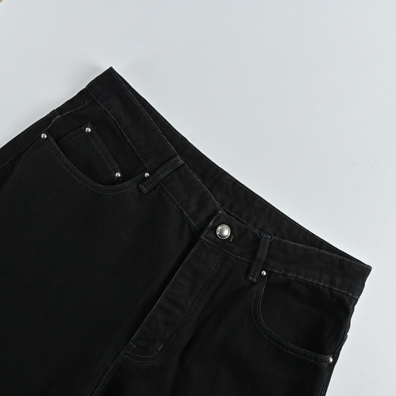 Louis Vuitton Oversized Tonal Monogram Wide-Leg Jeans — Black