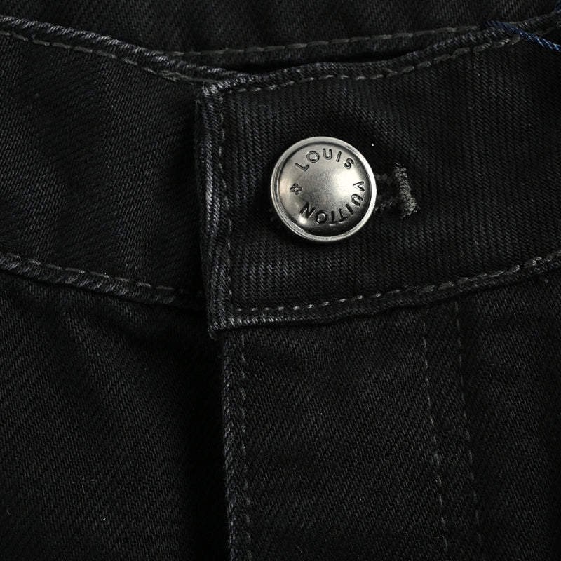 Louis Vuitton Oversized Tonal Monogram Wide-Leg Jeans — Black