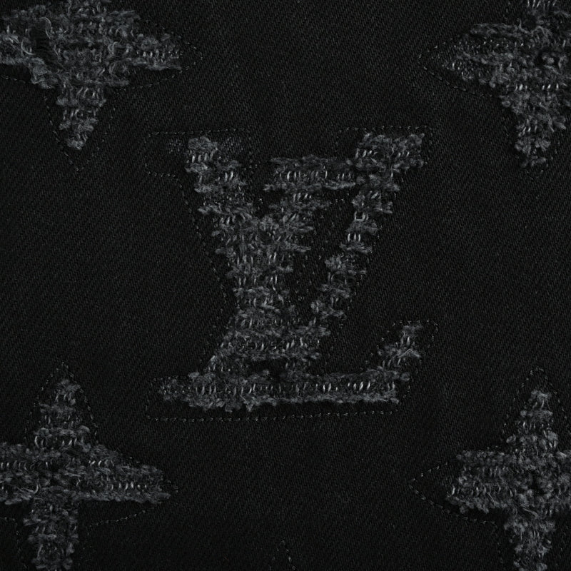 Louis Vuitton Oversized Tonal Monogram Wide-Leg Jeans — Black