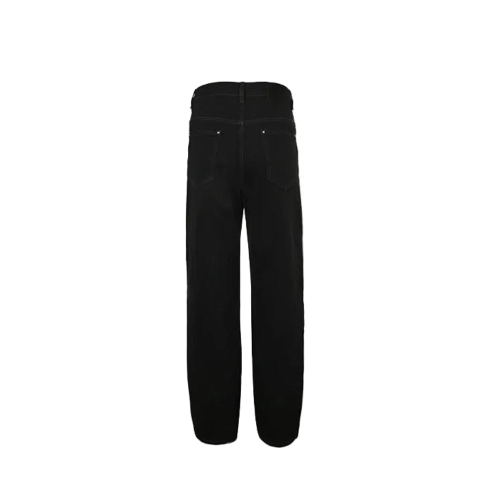 Louis Vuitton Oversized Tonal Monogram Wide-Leg Jeans — Black