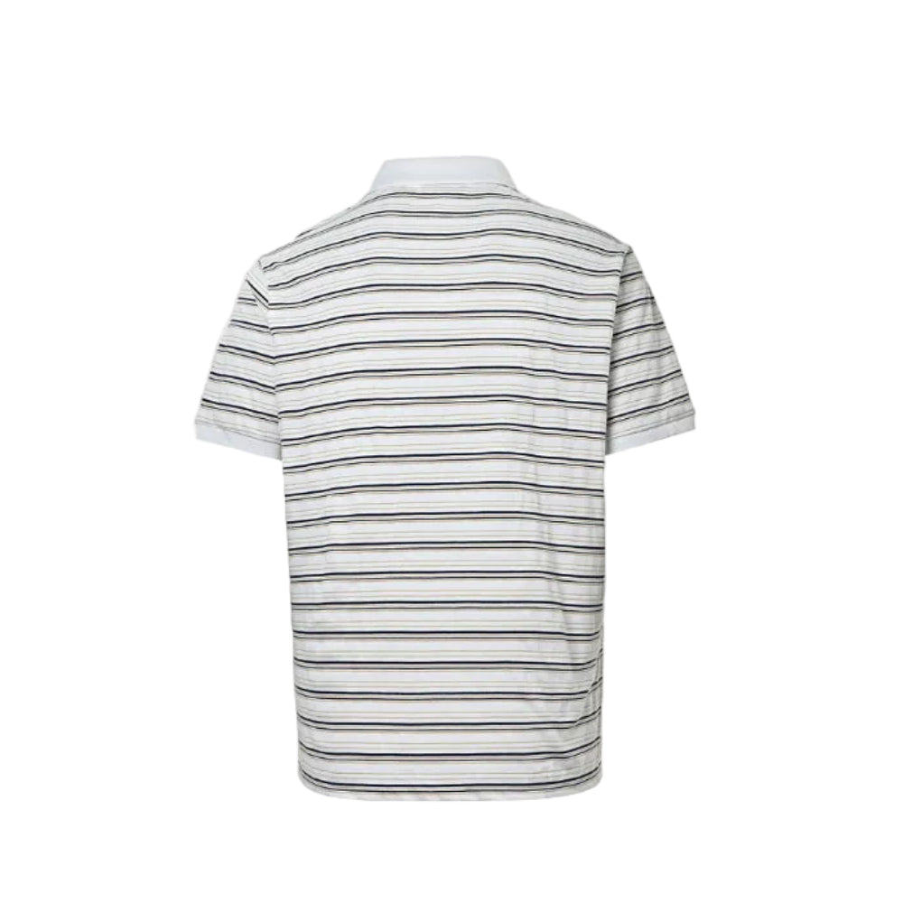 PRADA Royal Crest Embroidered Multi-Stripe Knit Polo Shirt PRD White