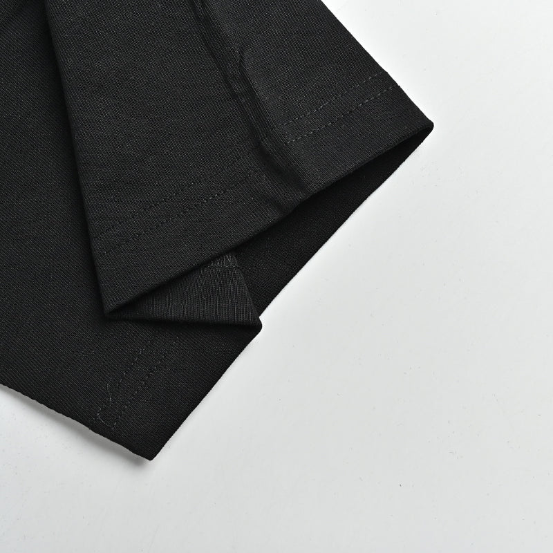 PRADA Re-Nylon Leather-Finish Zip Pocket High-Neck Crewneck Tee PRD Black