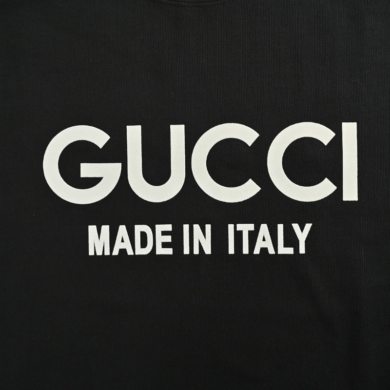 Gucci Black Oversized Wordmark Made In Italy Heavyweight Tee