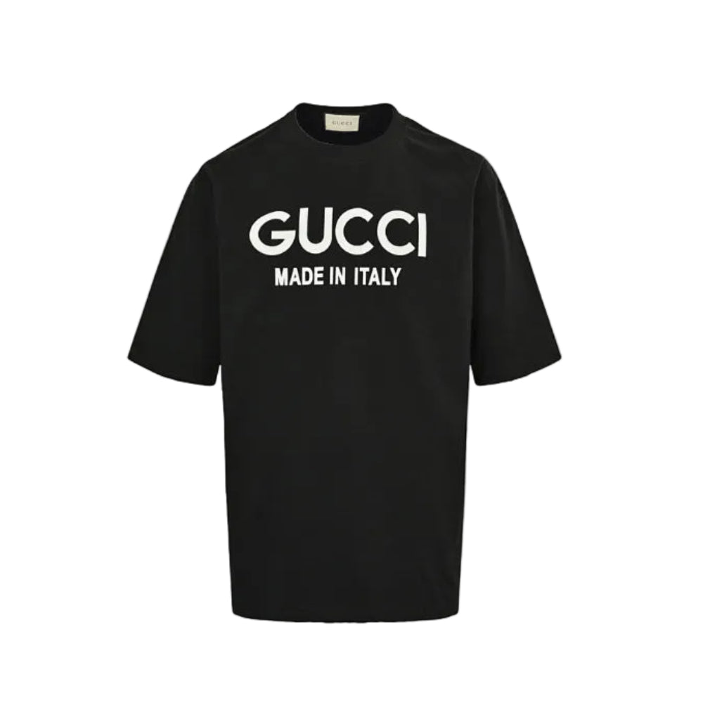 Gucci Black Oversized Wordmark Made In Italy Heavyweight Tee