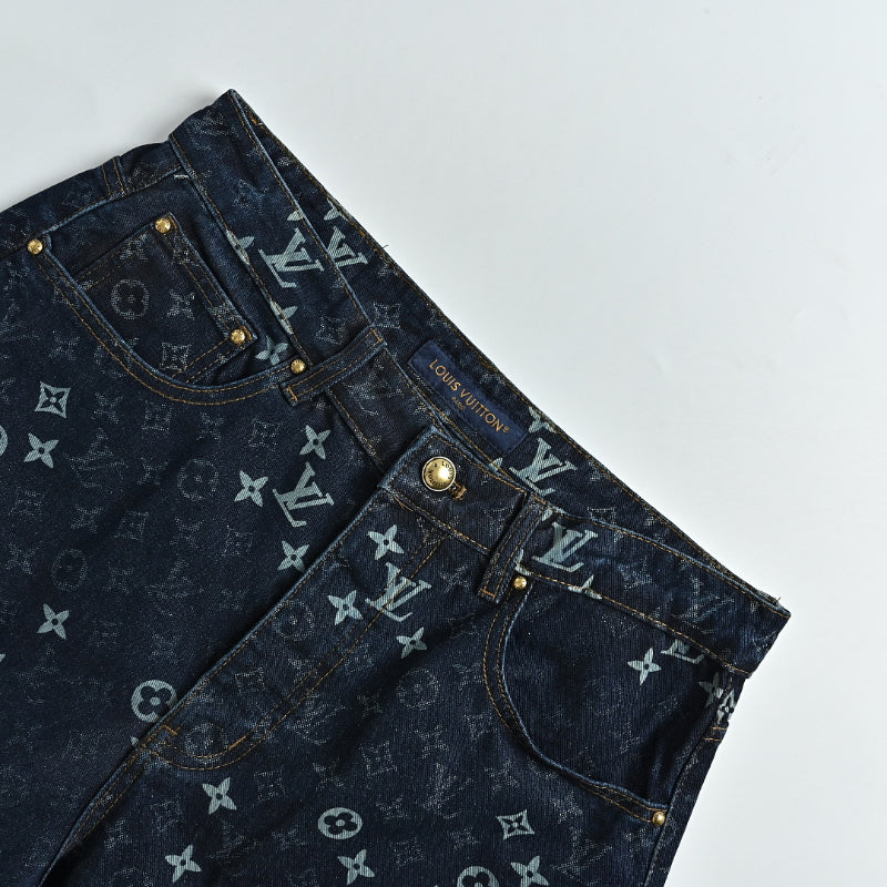Louis Vuitton Monogram All-Over Denim Shorts — Dark Navy