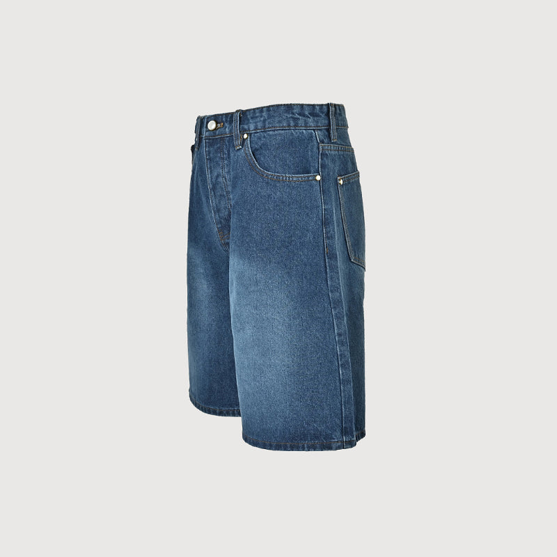 Louis Vuitton Leather Patch Washed Denim Shorts — Mid Blue