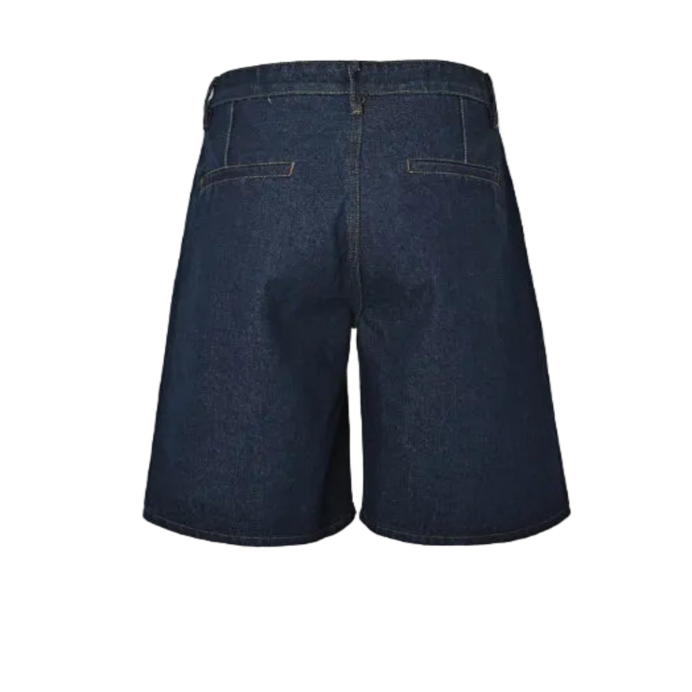 Louis Vuitton Signature Badge Denim Shorts — Raw Navy