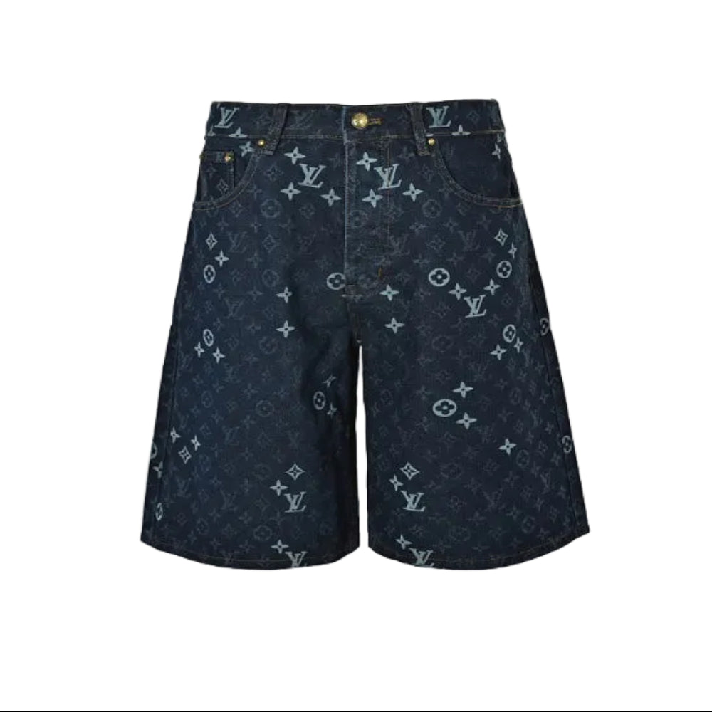 Louis Vuitton Monogram All-Over Denim Shorts — Dark Navy