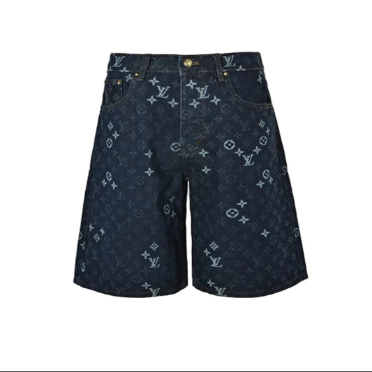 Louis Vuitton Monogram All-Over Denim Shorts — Dark Navy
