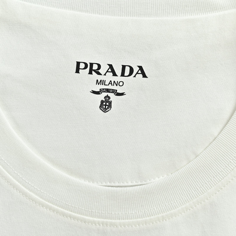 PRADA Three-Color Woven Label Crewneck Short Sleeve Tee PRD