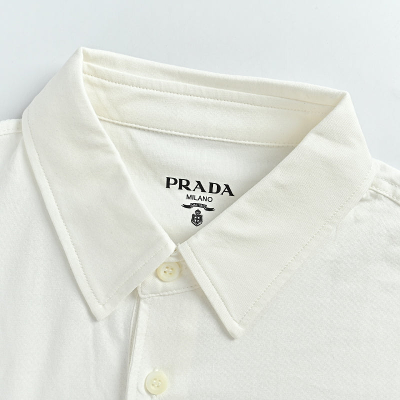 PRADA Three-Color Woven Label Polo Shirt PRD Off-White