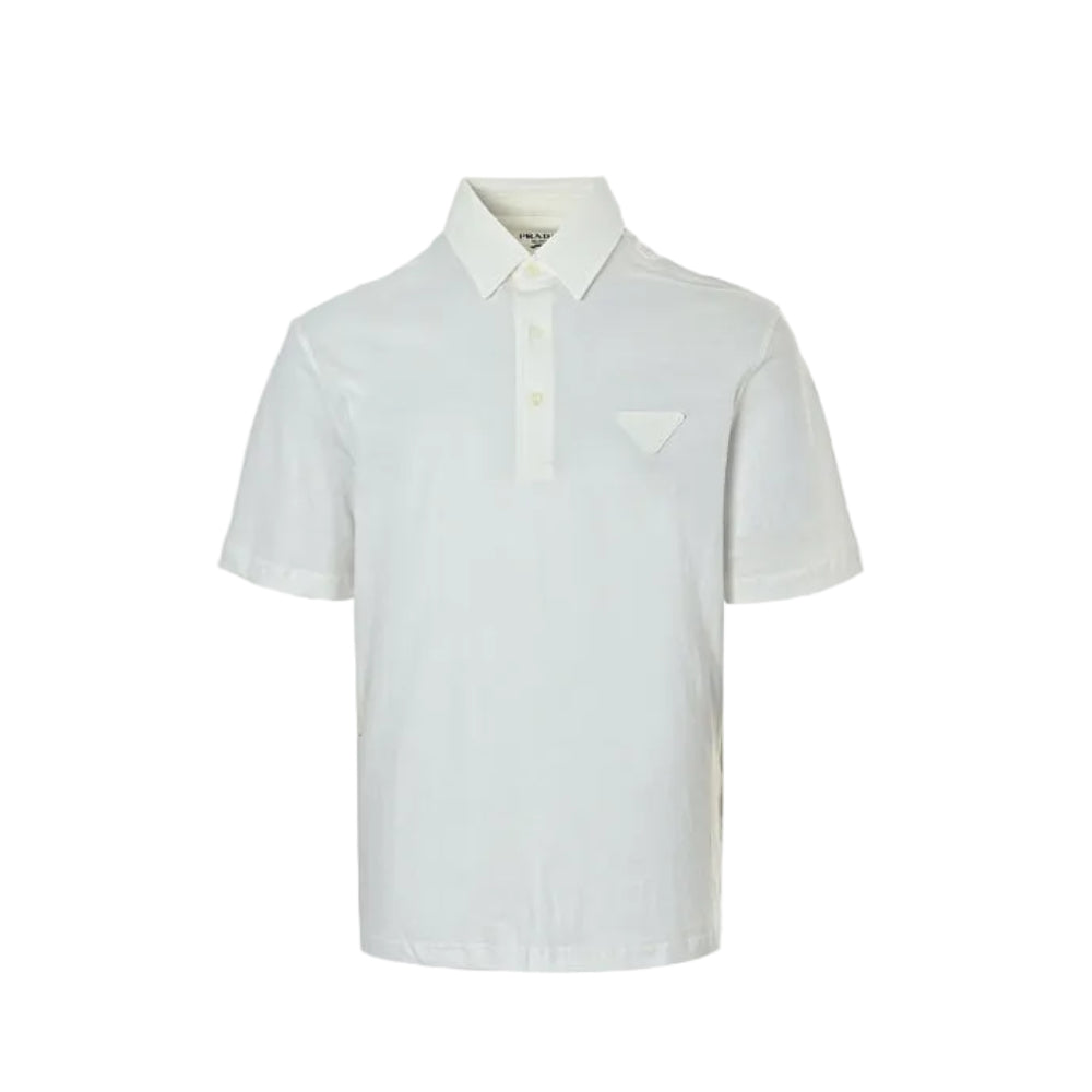 PRADA Three-Color Woven Label Polo Shirt PRD Off-White