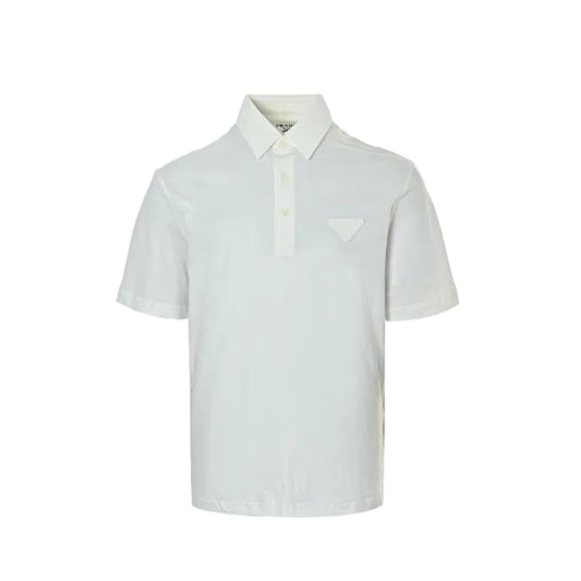PRADA Three-Color Woven Label Polo Shirt PRD Off-White