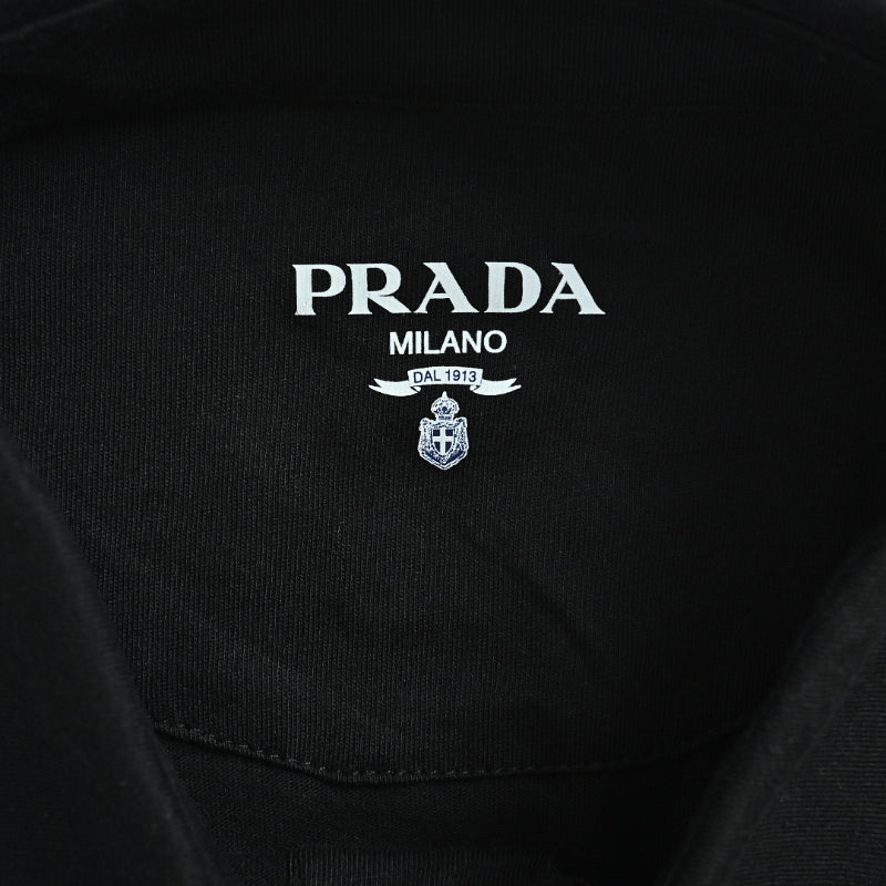 PRADA Three-Color Woven Label Polo Shirt PRD Black