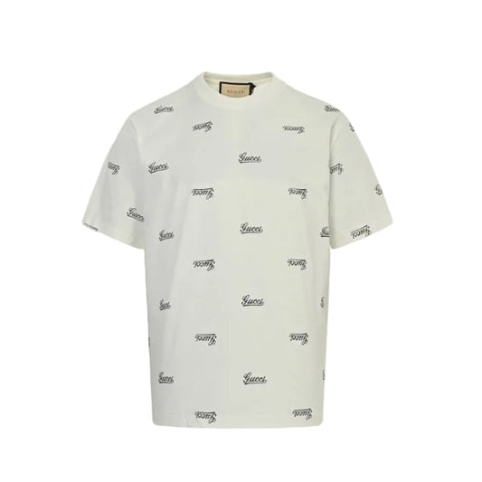 Gucci Off-White All-Over Script Logo Print Heavyweight Tee