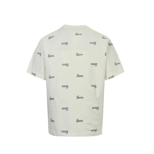 Gucci Off-White All-Over Script Logo Print Heavyweight Tee