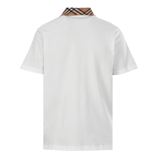 Burberry Short-Sleeve Polo Shirt with Check Collar Detail