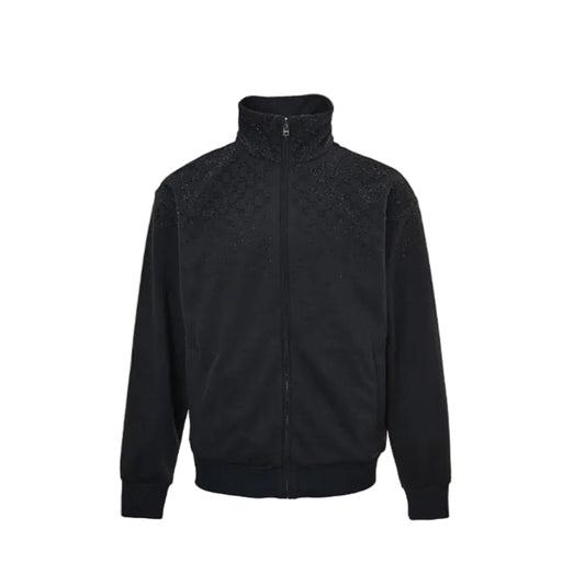 Gucci Black GG Monogram Jacquard Full-Zip Stand Collar Track Jacket