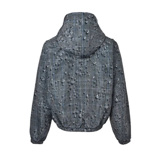 Louis Vuitton Monogram Scatter Embroidery Houndstooth Hooded Jacket – Charcoal