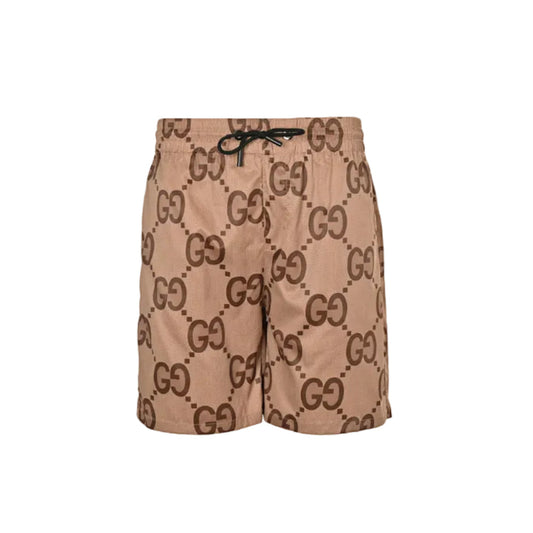 Gucci All-Over Dual-Letter Print Swim Shorts – Camel