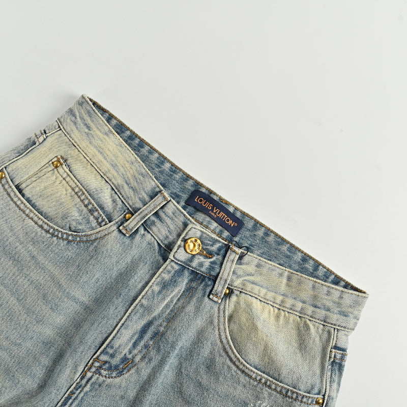 Louis Vuitton Earth Fade Wide-Leg Jeans — Light Wash