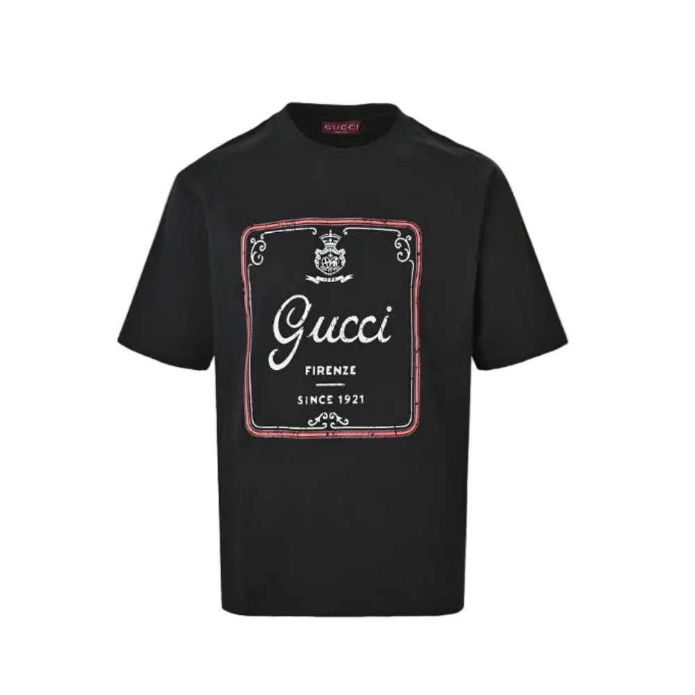 Gucci Black Heritage Label Graphic Tee