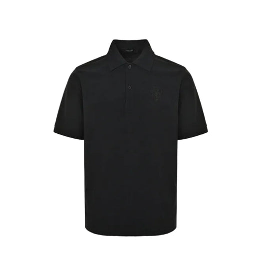 Gucci Black Tonal Crown Embroidered Piqué Polo
