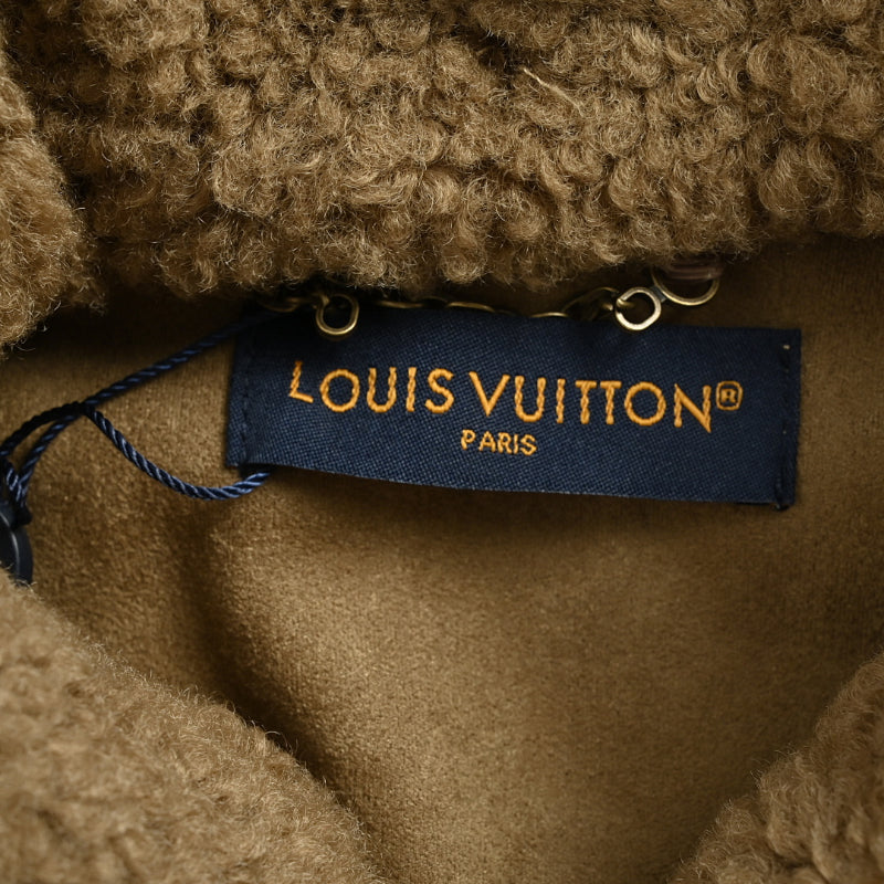 Louis Vuitton Monogram Jacquard Patch Suede Sherpa Collar Bomber Jacket – Camel