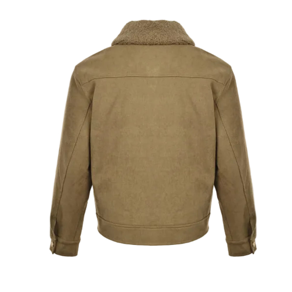 Louis Vuitton Monogram Jacquard Patch Suede Sherpa Collar Bomber Jacket – Camel