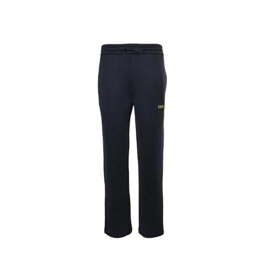 Gucci Navy Knit Jogger Pants with Neon Embroidered Script