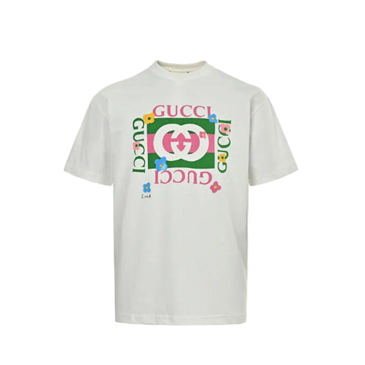 Gucci Off-White Floral Frame Monogram Graphic Tee