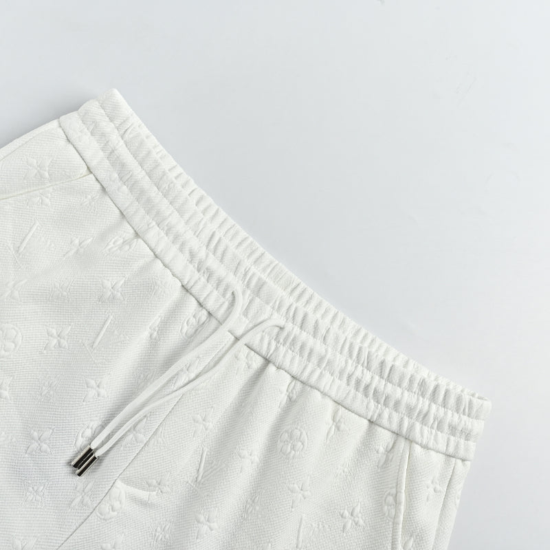 Louis Vuitton Forest Logo Monogram Fleece Shorts — White