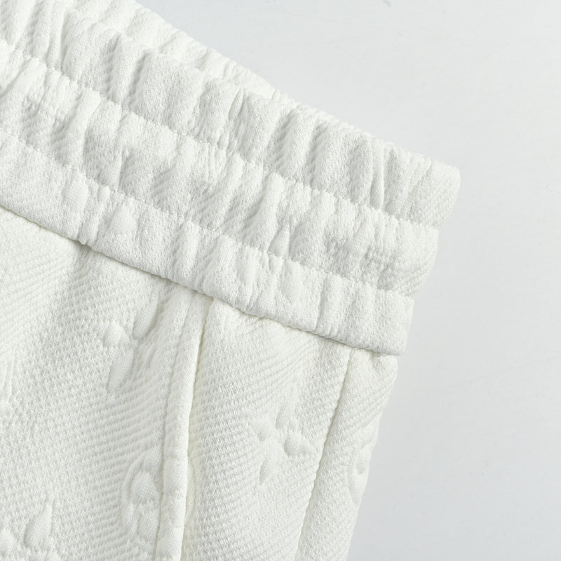 Louis Vuitton Forest Logo Monogram Fleece Shorts — White