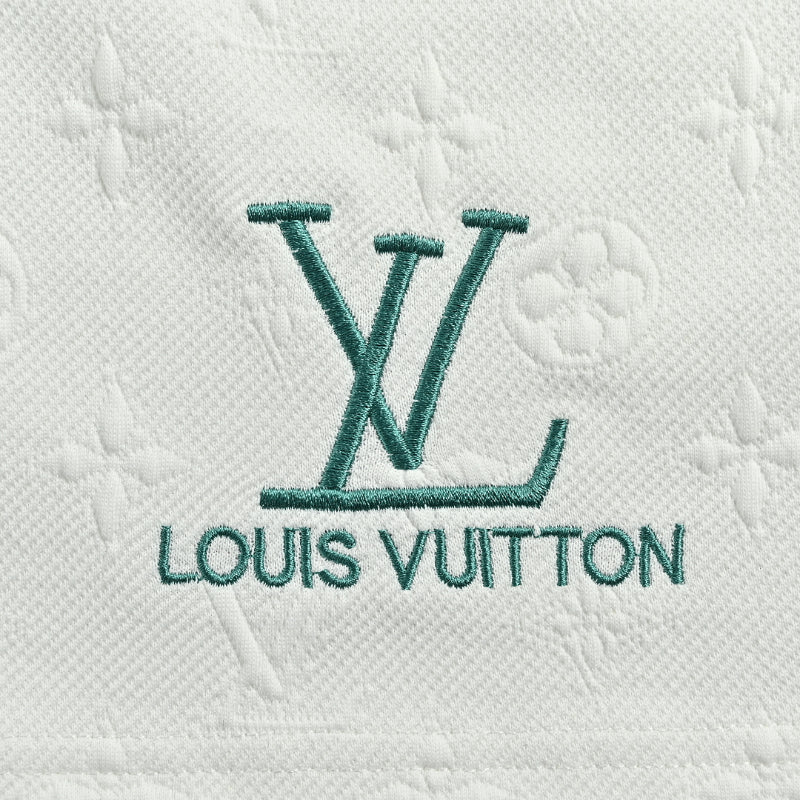 Louis Vuitton Forest Logo Monogram Fleece Shorts — White