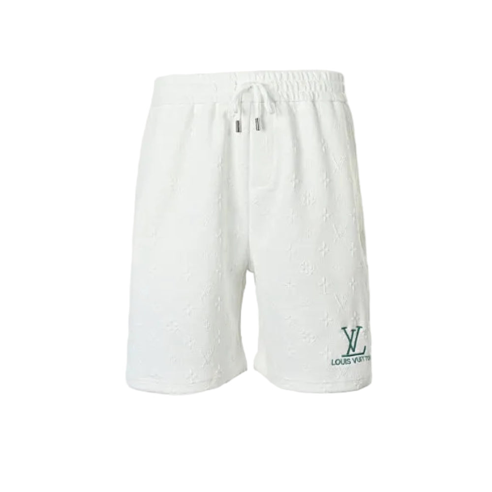 Louis Vuitton Forest Logo Monogram Fleece Shorts — White