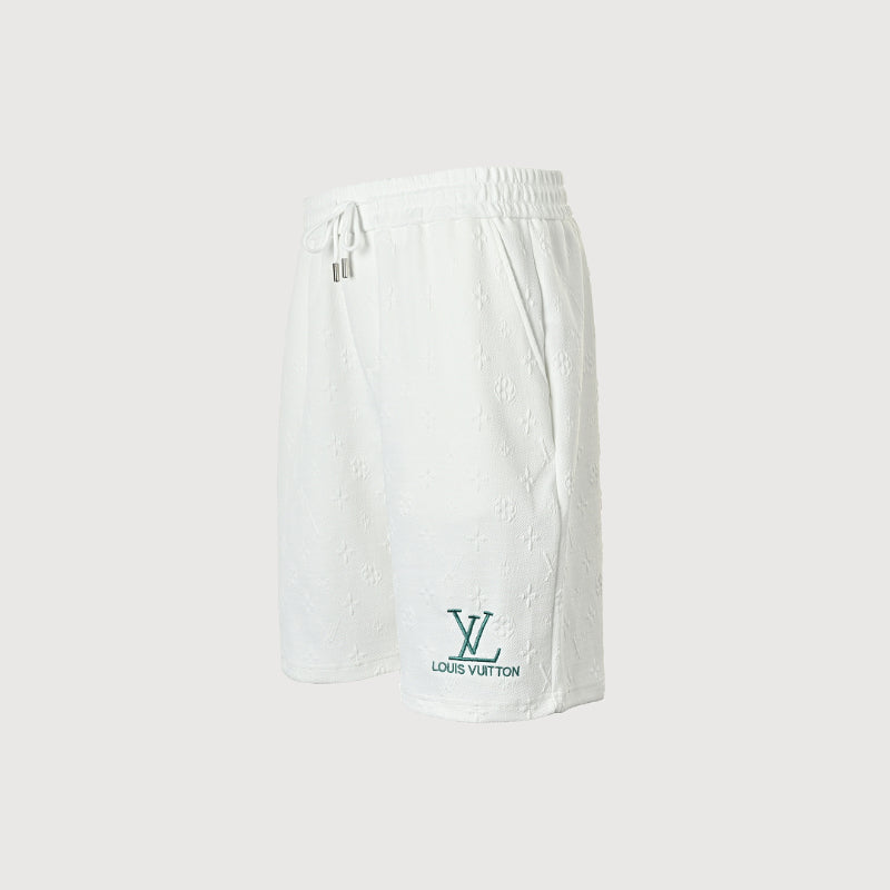 Louis Vuitton Forest Logo Monogram Fleece Shorts — White