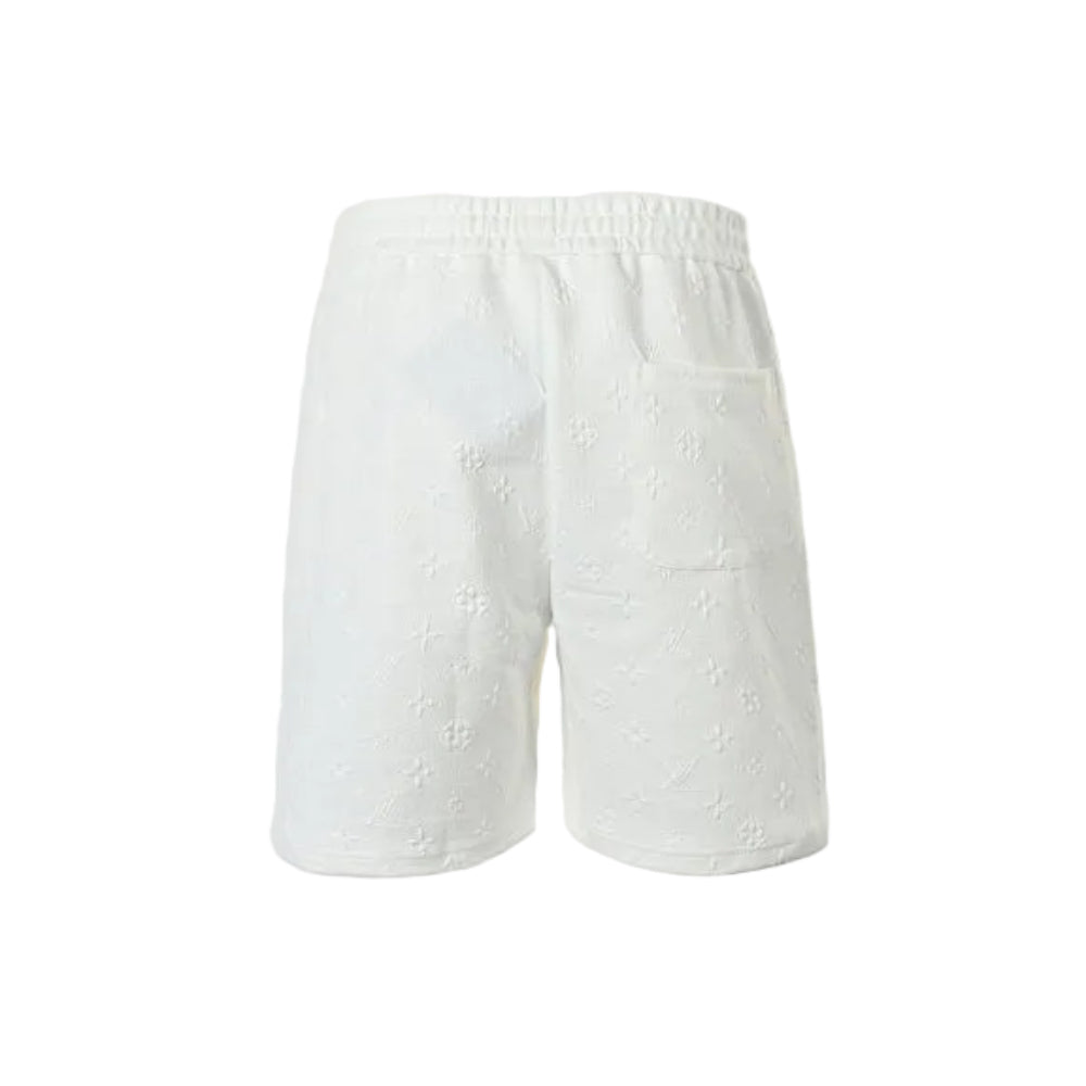 Louis Vuitton Forest Logo Monogram Fleece Shorts — White