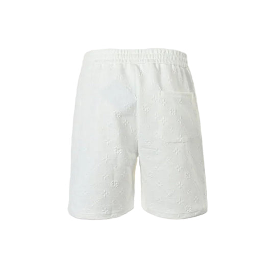 Louis Vuitton Forest Logo Monogram Fleece Shorts — White