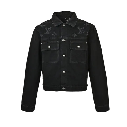 Louis Vuitton Tonal Monogram Mixed-Media Denim Trucker Jacket – Black