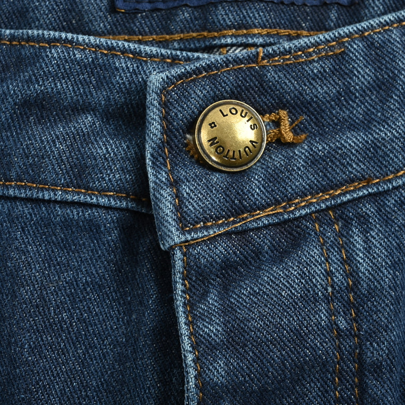 Louis Vuitton Monogram Cuff Wide-Leg Jeans — Dark Wash